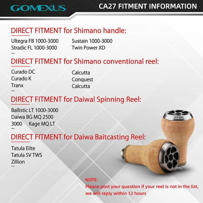  Gomexus Handle Knob Cork For Spinning Reel - Cork/Silver