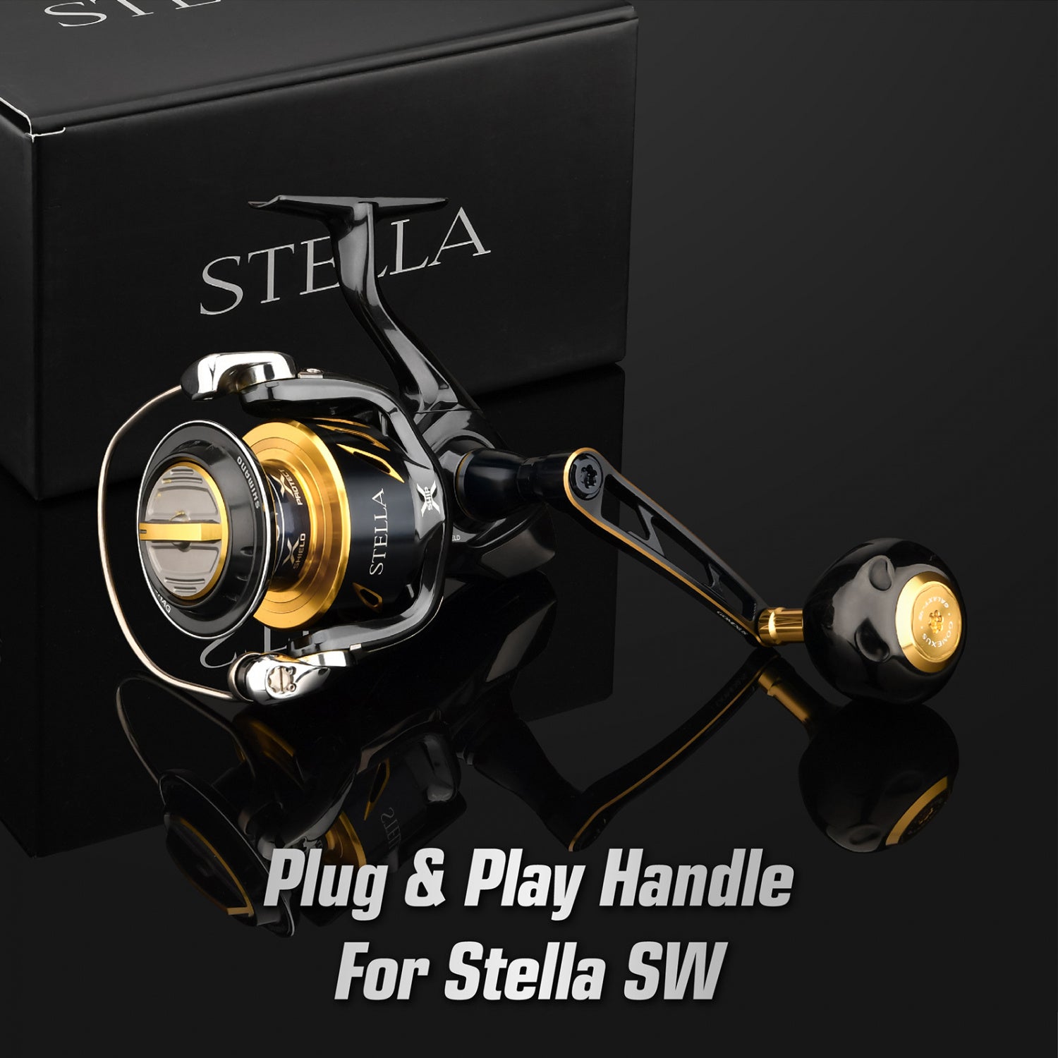  Gomexus 70mm Aluminium Power Handle With 45mm Knob - Black Gold