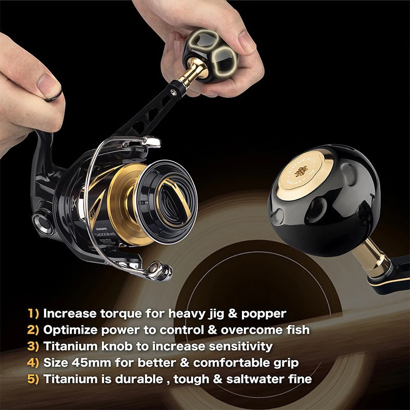  Gomexus 90mm Aluminium Power Handle With 45mm Titanium Knob - Black & Gold
